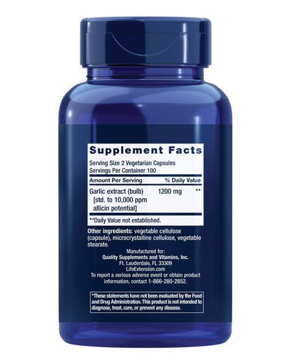 Life Extension Optimized Garlic - Heart Health, Immune Support, 200 Capsules