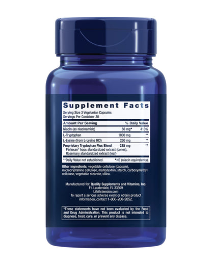 Life Extension Optimized Tryptophan Plus 1000mg | L-Tryptophan Supplement for Sleep & Mood – 90 Capsules