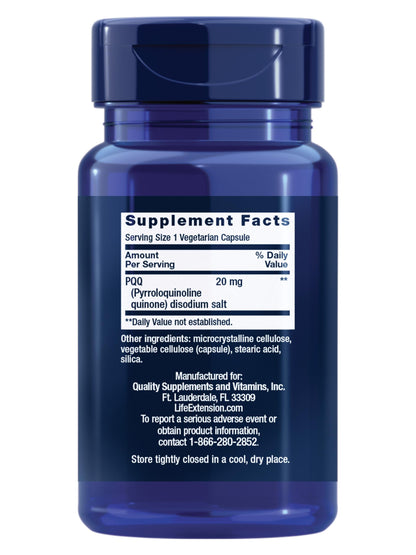 Life Extension PQQ 20 mg – Promotes New Mitochondria | Gluten-Free, Non-GMO, Vegetarian