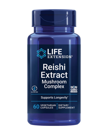 Life Extension Reishi Extract Mushroom Complex - Immune Support | Gluten-Free, Non-GMO, Vegetarian - 60 Capsules