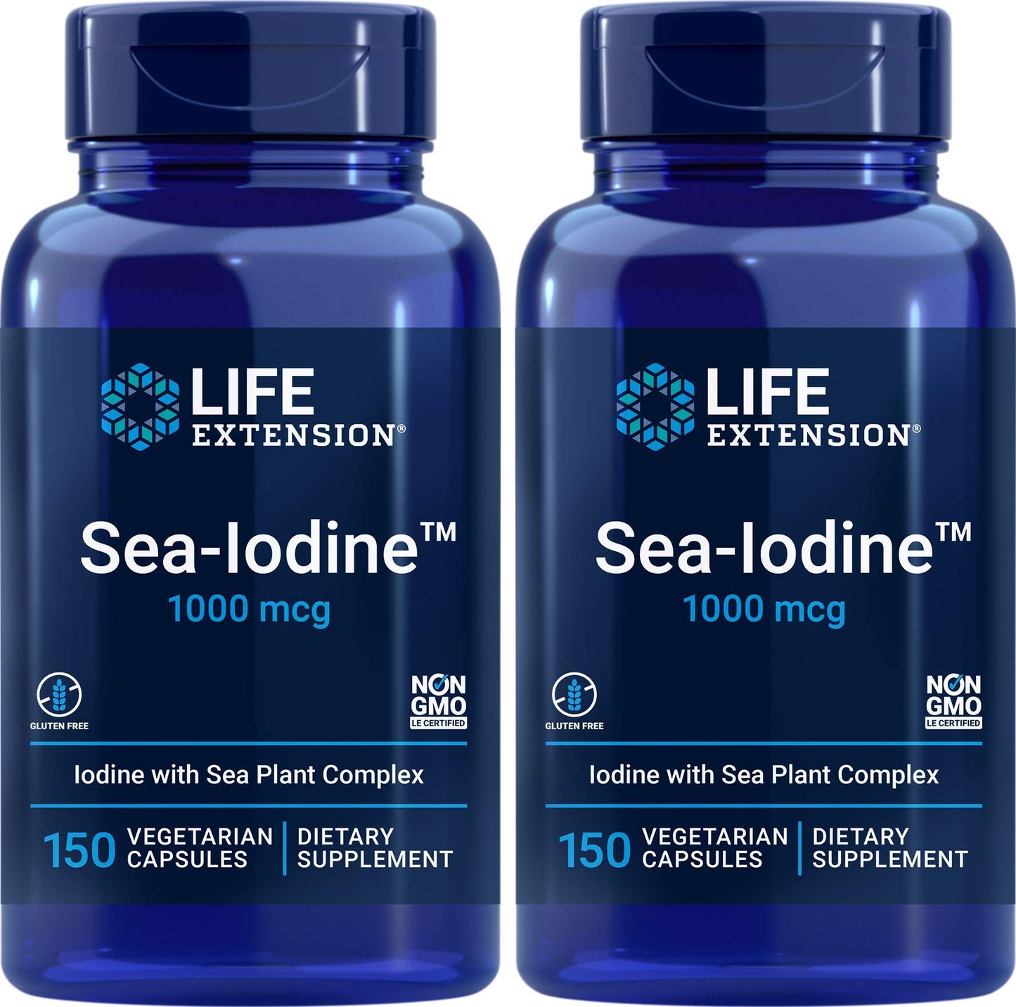 Life Extension Sea Iodine 1000 mcg – 150 Veg Caps (Pack of 2) | Natural Iodine Supplement from Kelp & Bladderwack