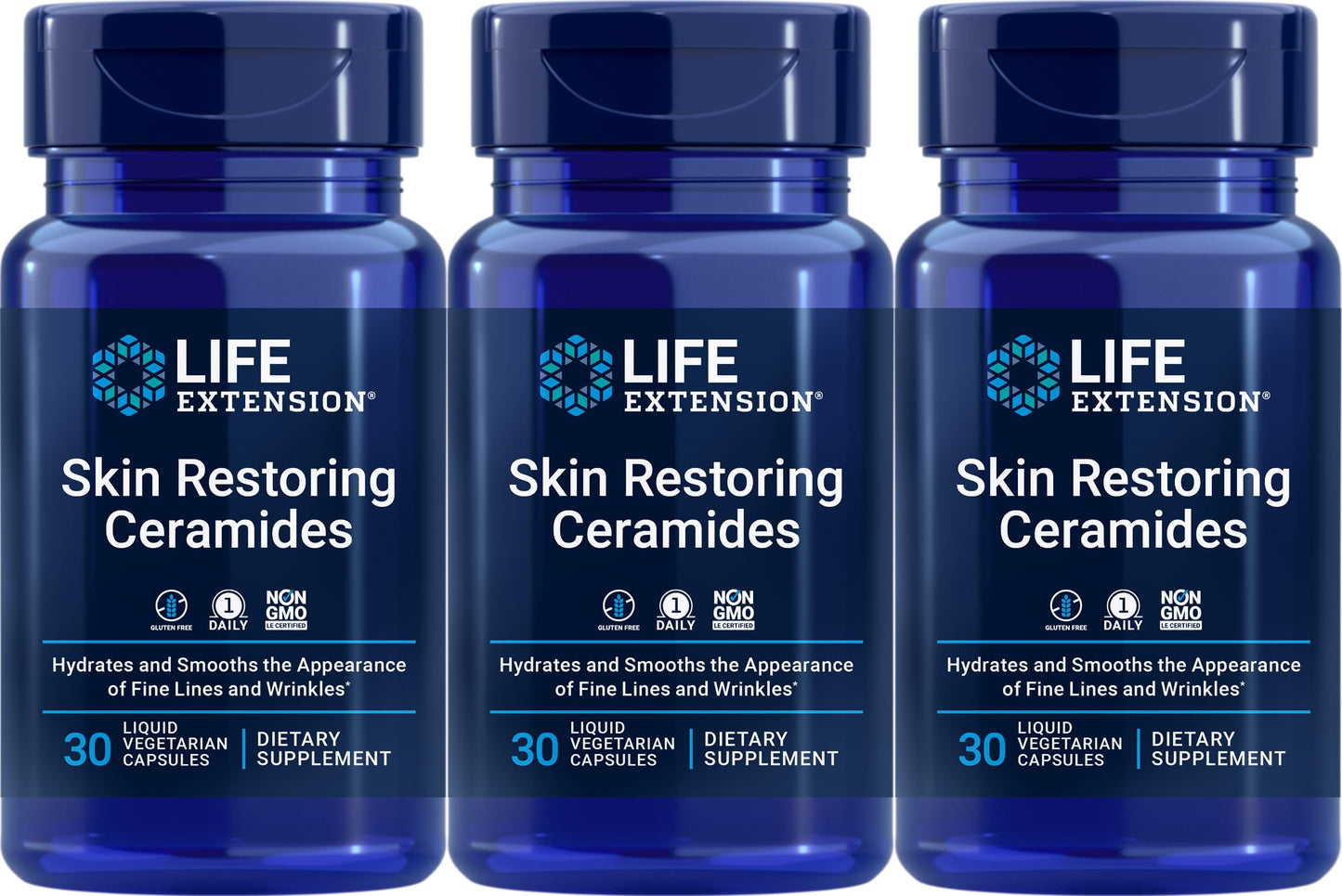 Life Extension Skin Restoring Ceramides – 3-Pack, 30 Liquid Vegetarian Capsules