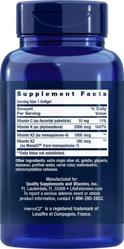 Life Extension Super K – Vitamin K1 & K2 (MK4 & MK7), 150 Softgels BritishVita | Premium UK Vitamins & Wellness Supplements