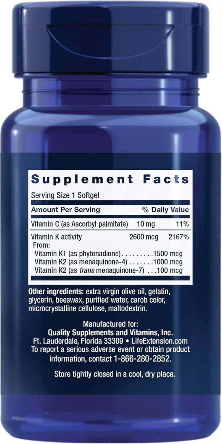 Life Extension Super K, 90 Softgels (Pack of 2) – Triple Vitamin K Formula BritishVita | Premium UK Vitamins & Wellness Supplements