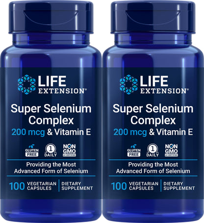 Life Extension Super Selenium Complex 200 mcg & Vitamin E | 100 Veg Caps (Pack of 2)