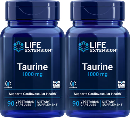 Life Extension Taurine 1,000 mg – 90 Veg Capsules (Pack of 2)