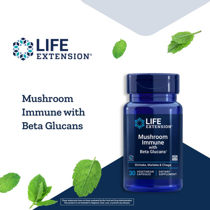 Life Extension Mushroom Immune with Beta Glucans – Immune Support Formula
