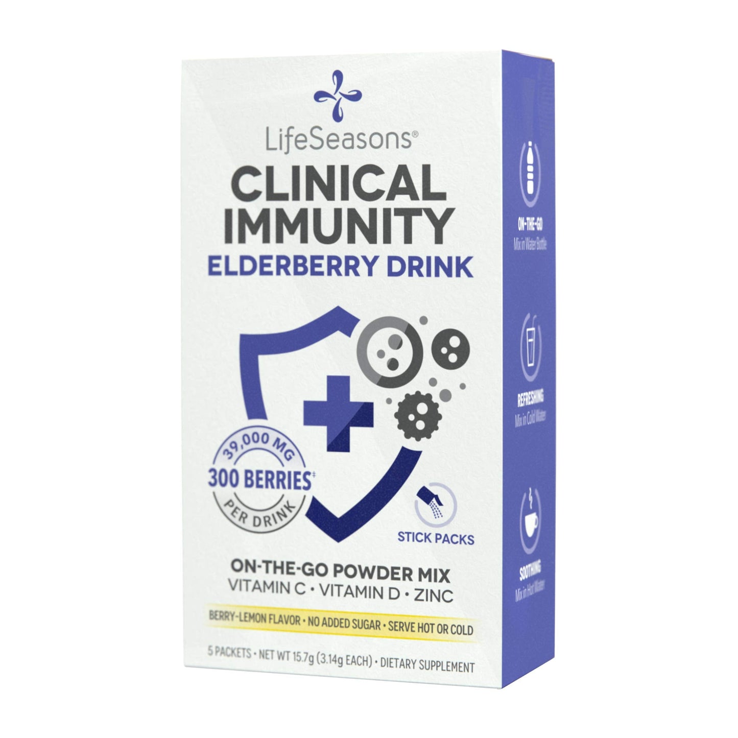 LifeSeasons Clinical Immunity Elderberry Drink Mix – Immunity Booster (5 Pack)