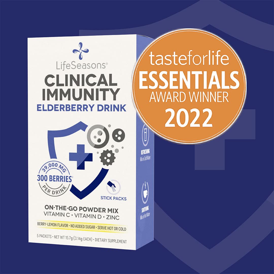 LifeSeasons Clinical Immunity Elderberry Drink Mix – Immunity Booster (5 Pack)
