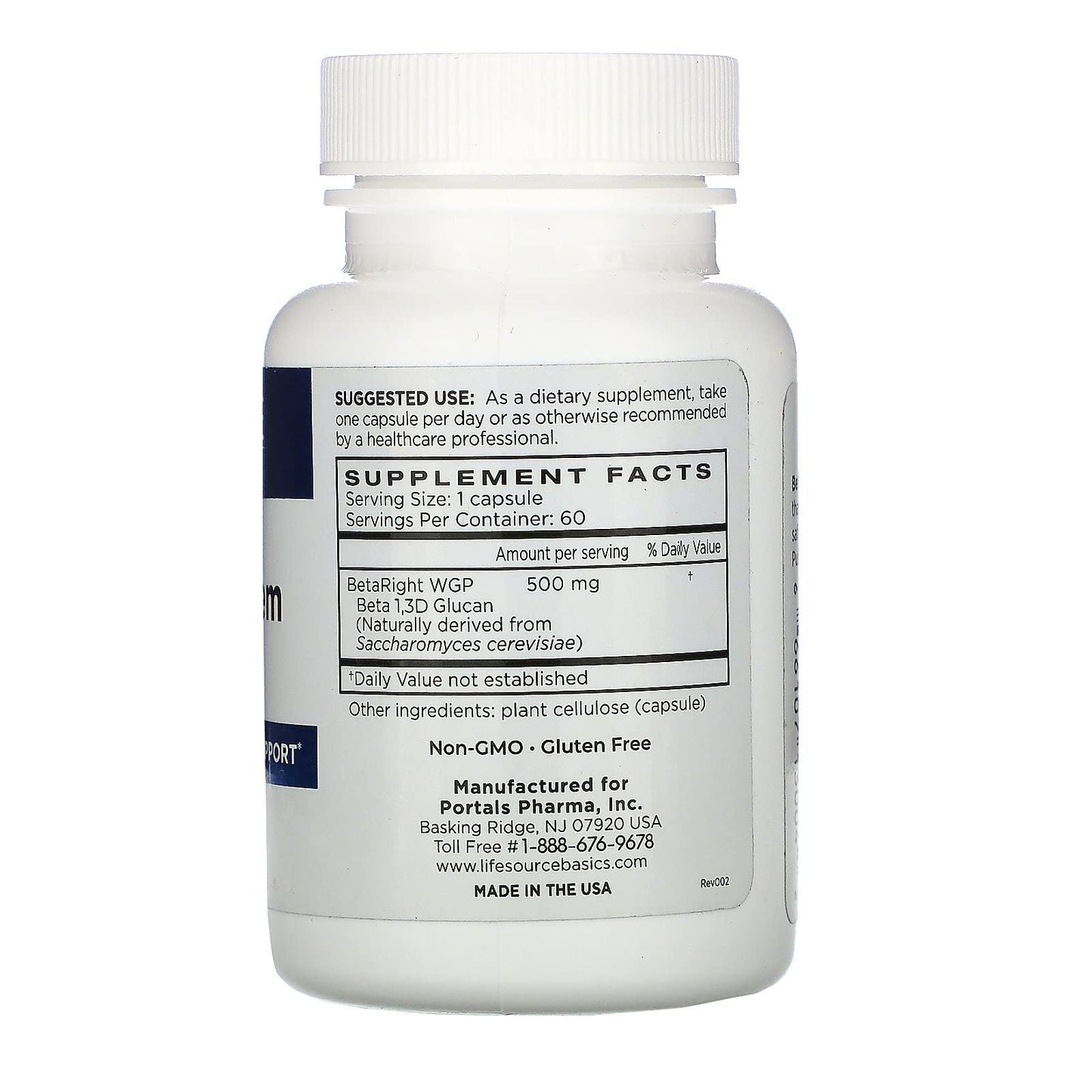 Life Source Basics Immune Support Activator - Beta-Glucan 60 Caps | Non-GMO & Vegan