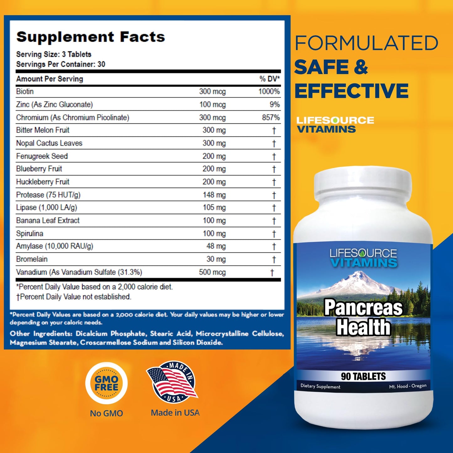 LifeSource Vitamins Pancreas Health - 18 All-Natural Synergistic Ingredients for Pancreas Support