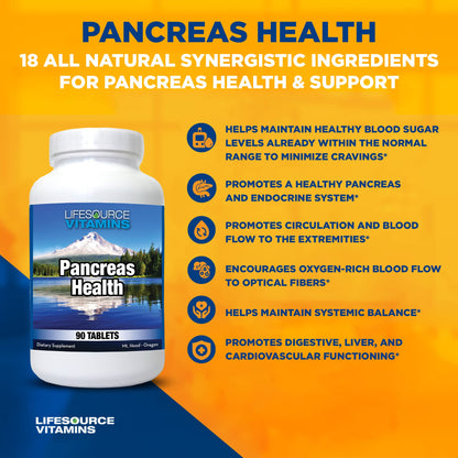 LifeSource Vitamins Pancreas Health - 18 All-Natural Synergistic Ingredients for Pancreas Support