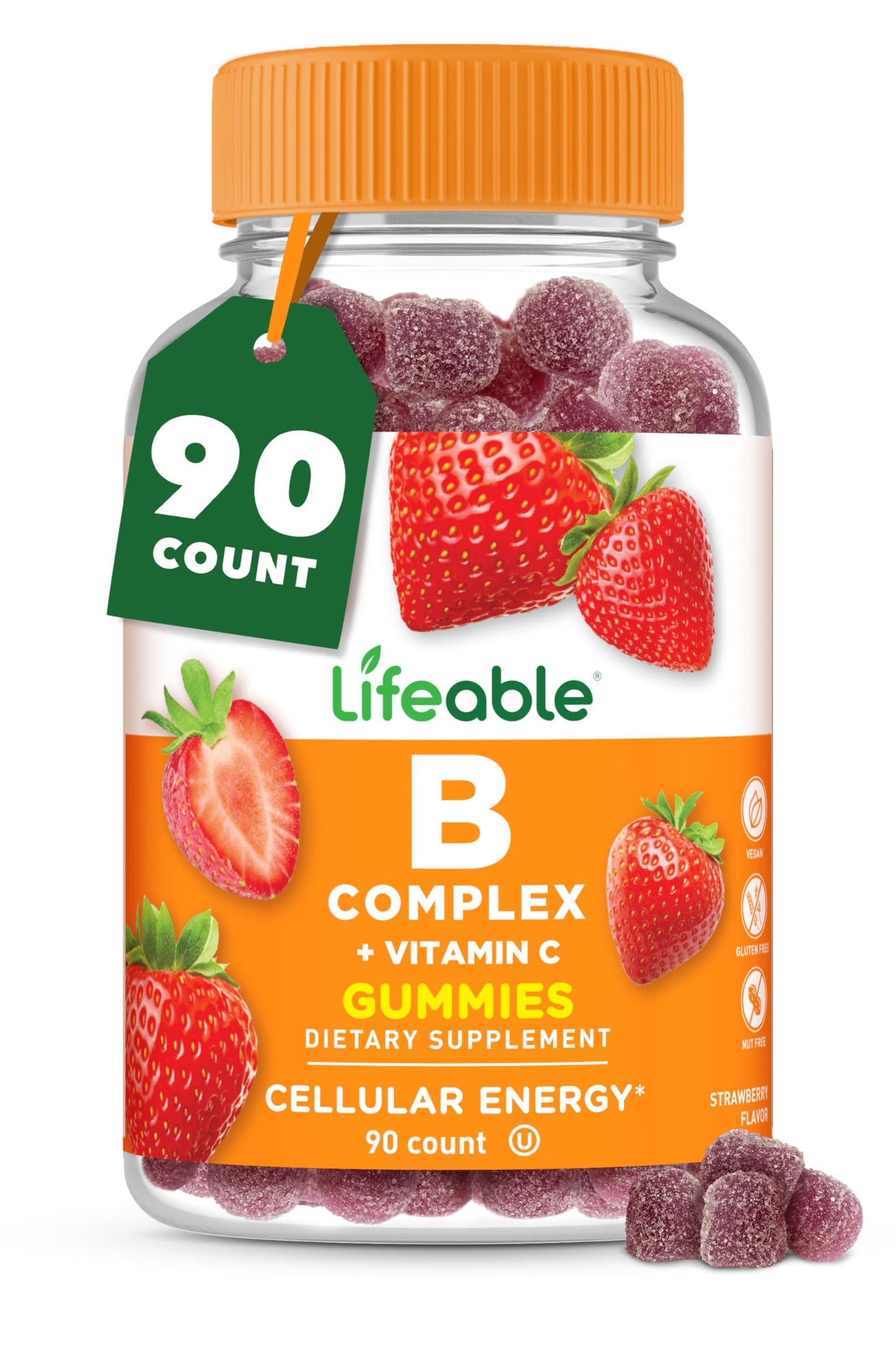 Lifeable Vitamin B Complex Gummies for Adults – Energy & Nervous System Support | Vegan (90 Gummies)