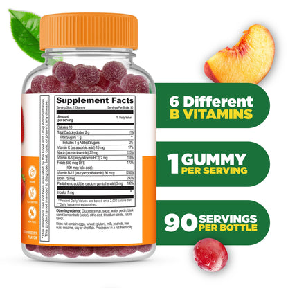 Lifeable Vitamin B Complex Gummies for Adults – Energy & Nervous System Support | Vegan (90 Gummies)