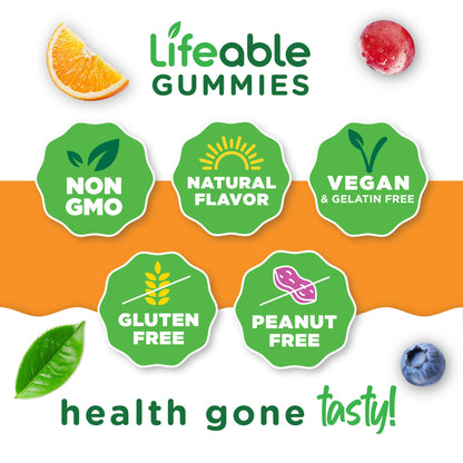 Lifeable Vitamin B Complex Gummies for Adults – Energy & Nervous System Support | Vegan (90 Gummies)