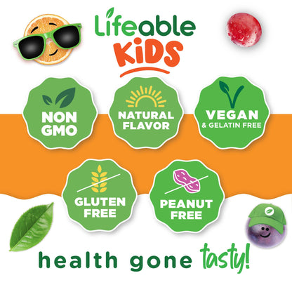 Lifeable Vitamin B6 Gummies for Kids – 50 mg per Gummy, 60 Gummies (2 Pack) – Vegan, Non-GMO, Gluten Free
