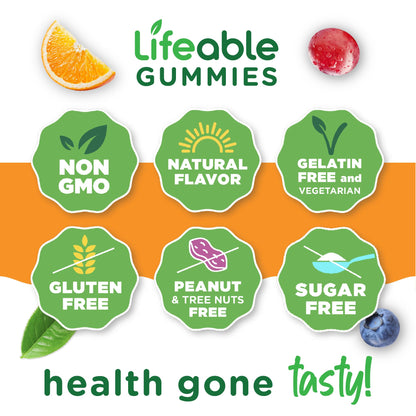 Lifeable Sugar Free Biotin Gummies 5000mcg | Hair, Skin & Nails | 90 Gummies