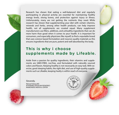 Lifeable Cranberry Gummies for Kids - 25,000 mg Equivalency | 60 Count | Vegan & Non-GMO
