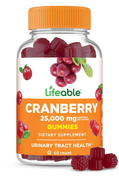 Lifeable Cranberry Gummies for Women – 60 Count | 25,000 mg Equivalent