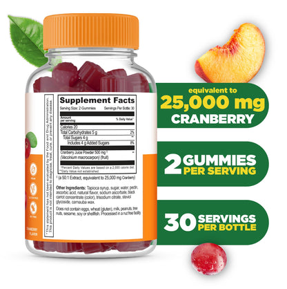 Lifeable Cranberry Gummies for Women – 60 Count | 25,000 mg Equivalent