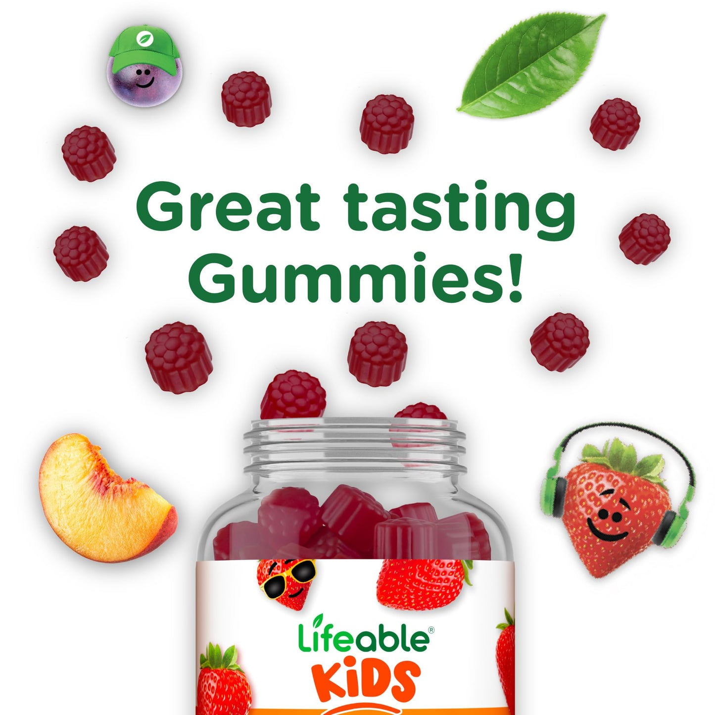 Lifeable Kids Vitamin D3 K2 Gummies - 1000 IU D3, 100 mcg K2 - 60 Gummies