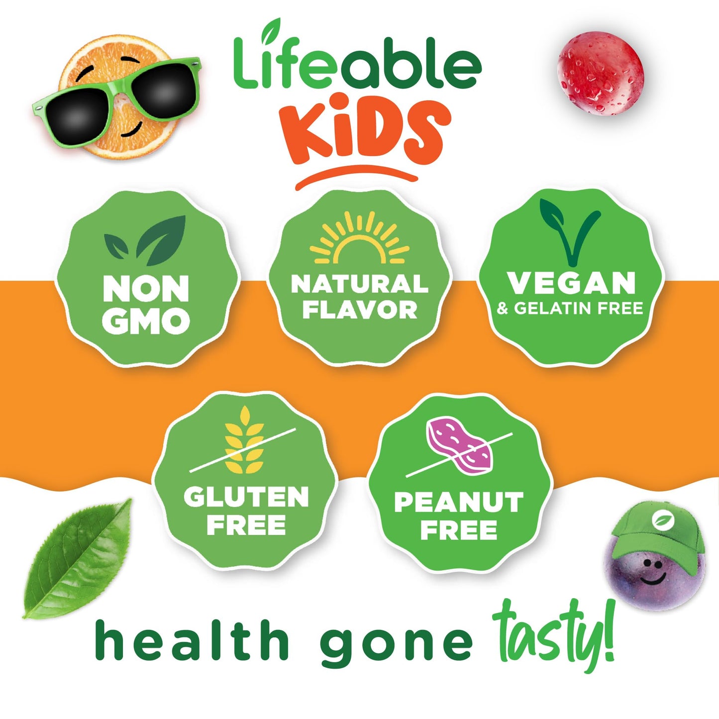 Lifeable Kids Vitamin D3 K2 Gummies - 1000 IU D3, 100 mcg K2 - 60 Gummies