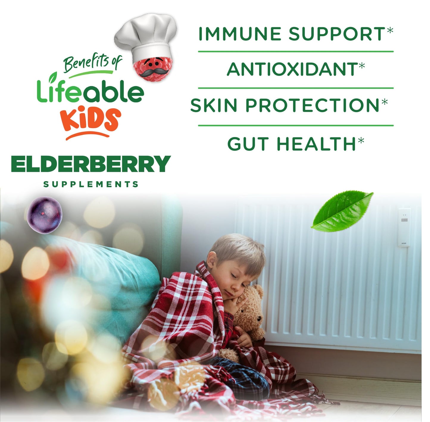 Lifeable Sugar Free Elderberry Gummies for Kids – Immune Support, 60 Gummies