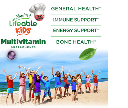 Lifeable Kids Multivitamin Chewables with Iron – Vegetarian & Gluten Free – 150 Count
