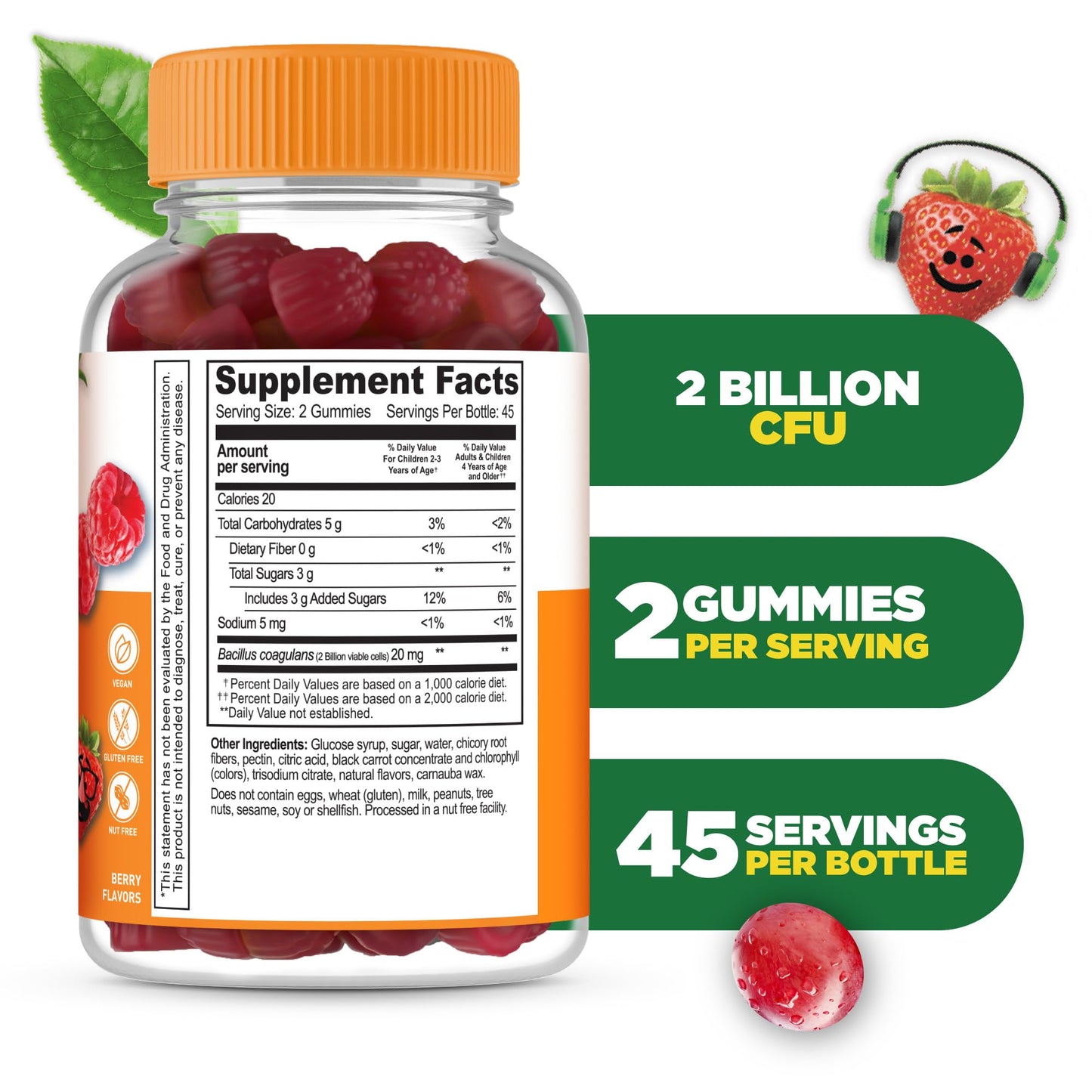 Kids Probiotics Gummies – 2 Billion CFU | Digestive & Immune Support | Lifeable