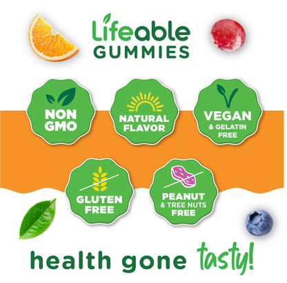 Lifeable Lutein and Zeaxanthin Gummies | Great Tasting Lutein and Zeaxanthin Supplements for Eyes | Vegan and Non GMO Eye Health Gummies | 60 Count