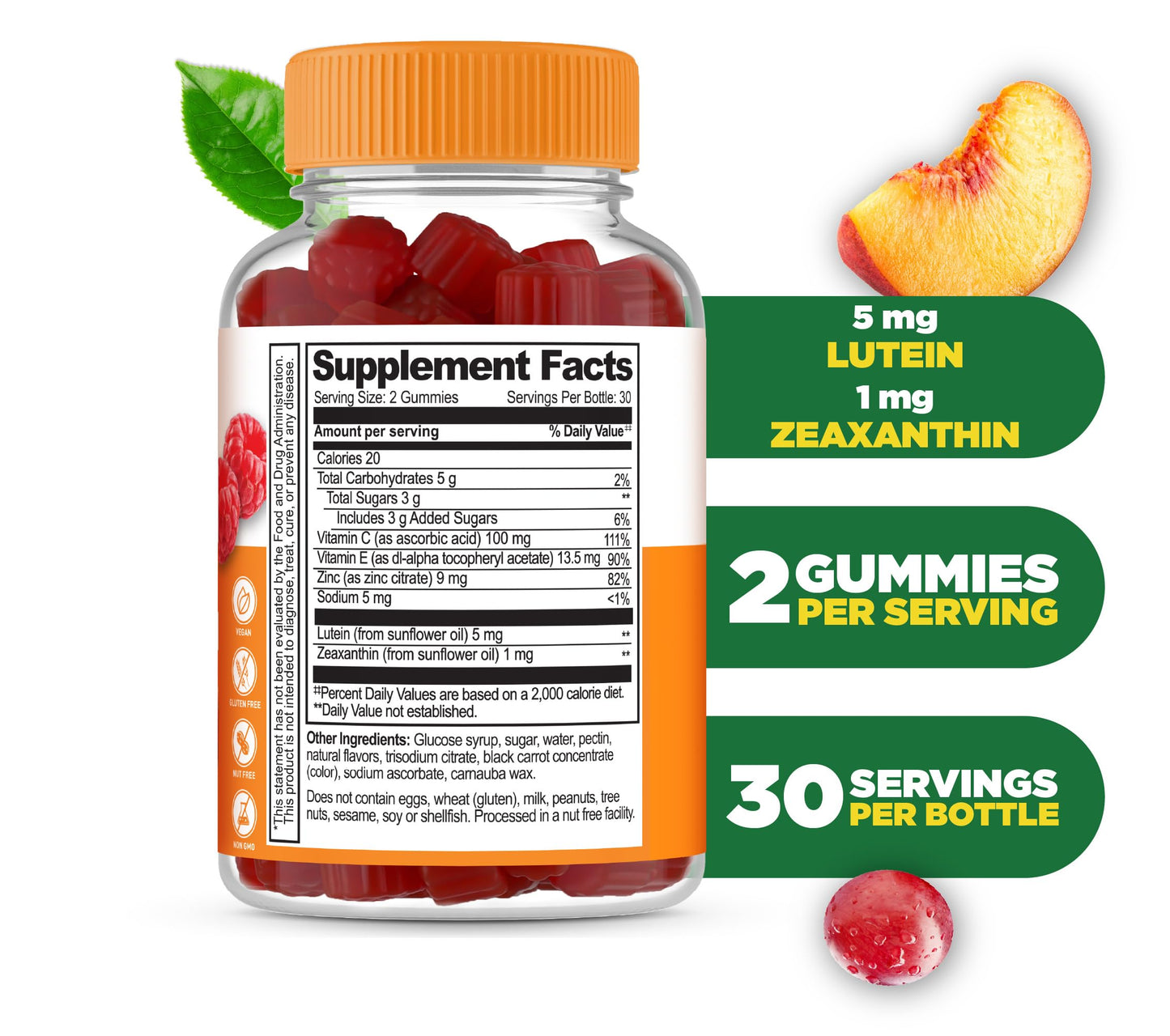 Lifeable Lutein and Zeaxanthin Gummies | Great Tasting Lutein and Zeaxanthin Supplements for Eyes | Vegan and Non GMO Eye Health Gummies | 60 Count