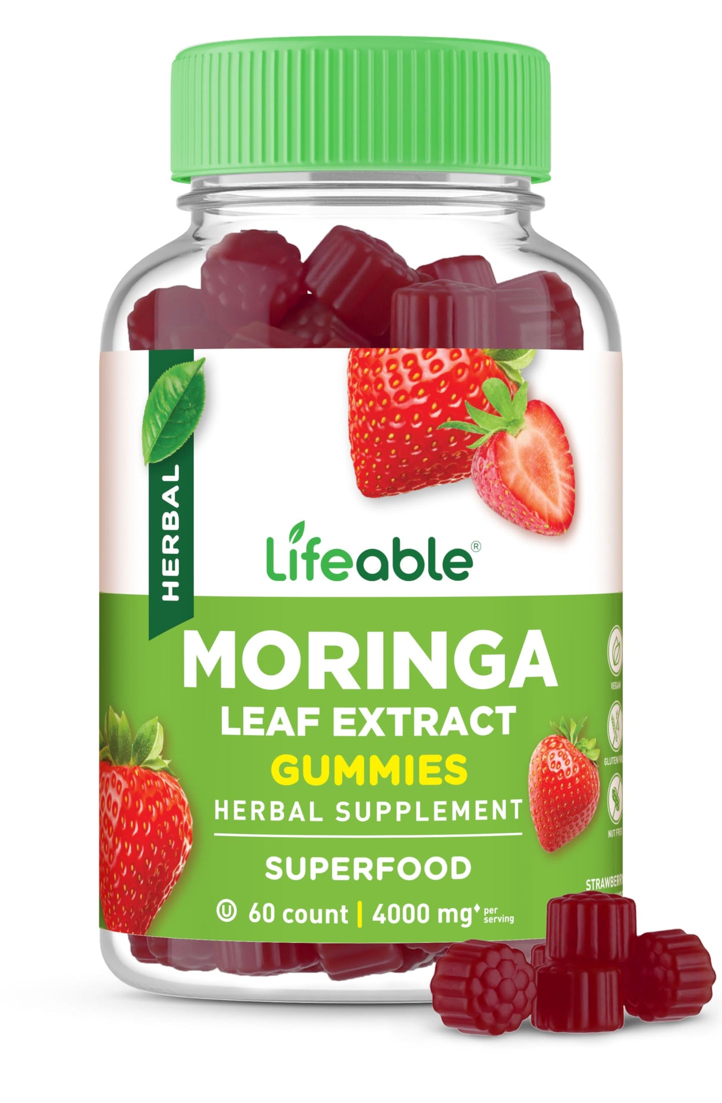 Lifeable Moringa Gummies for Adults – 4000mg Moringa Extract | 60 Gummies