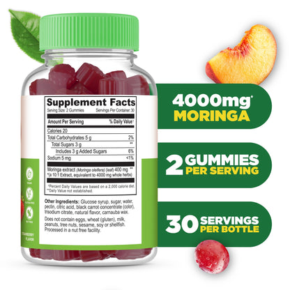 Lifeable Moringa Gummies for Adults – 4000mg Moringa Extract | 60 Gummies
