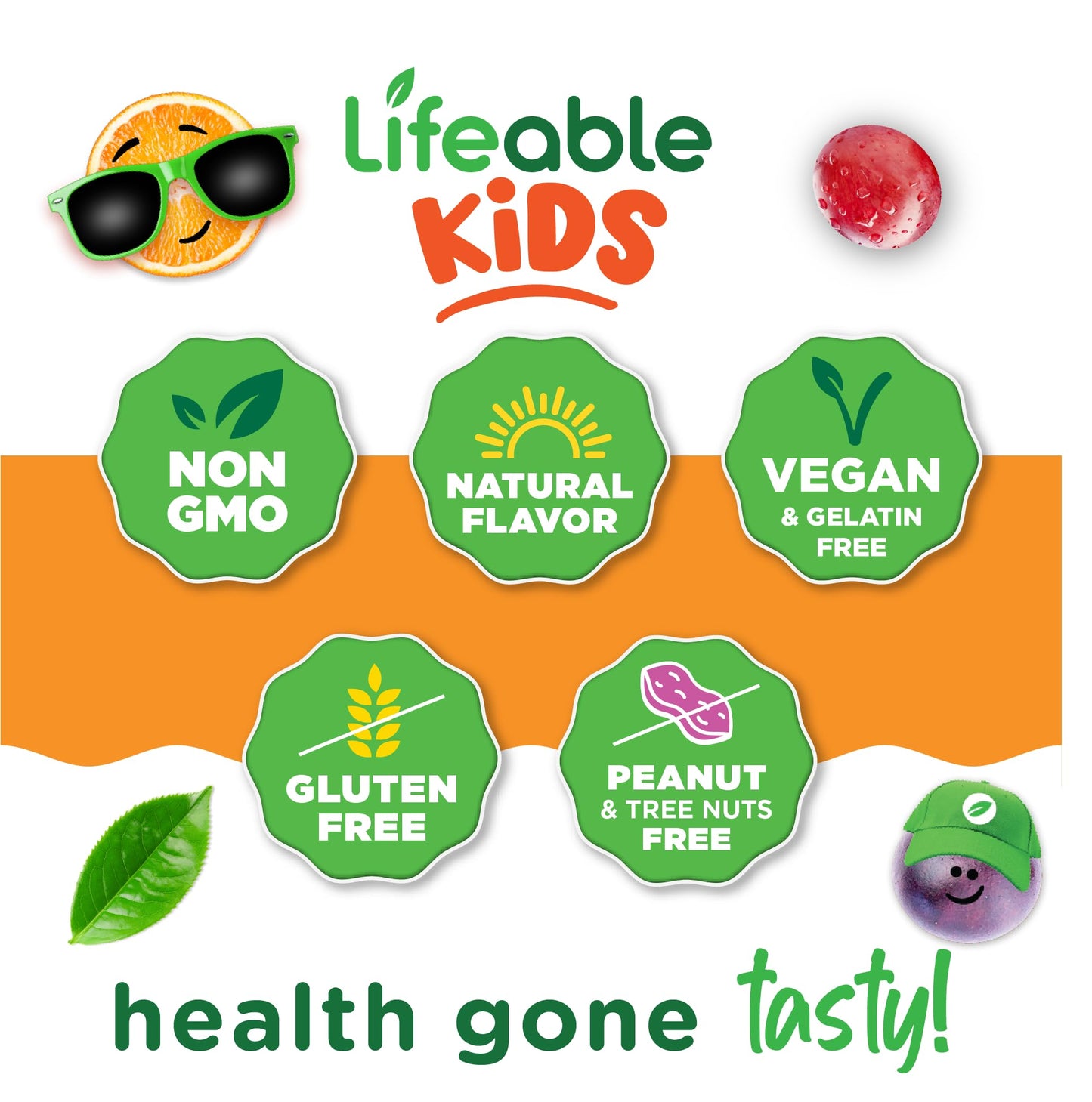 Lifeable Omega 3 for Kids Gummies | Vegan DHA Supplement | Plant-Based Flaxseed Oil | 60 Gummies