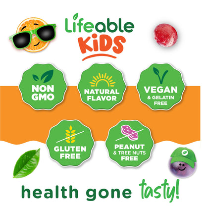 Lifeable Omega 3 for Kids Gummies | Vegan DHA Supplement | Plant-Based Flaxseed Oil | 60 Gummies