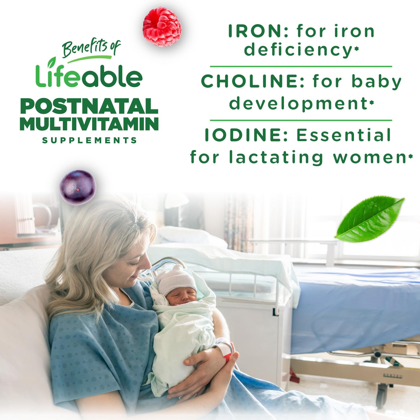 Lifeable Postnatal Multivitamin with Iron, Choline & Iodine – 90 Gummies | Lactation Support