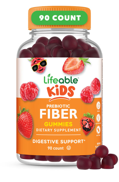 Lifeable Prebiotic Fiber Gummies for Kids – 5g Fiber, 90 Gummies | Digestive Health