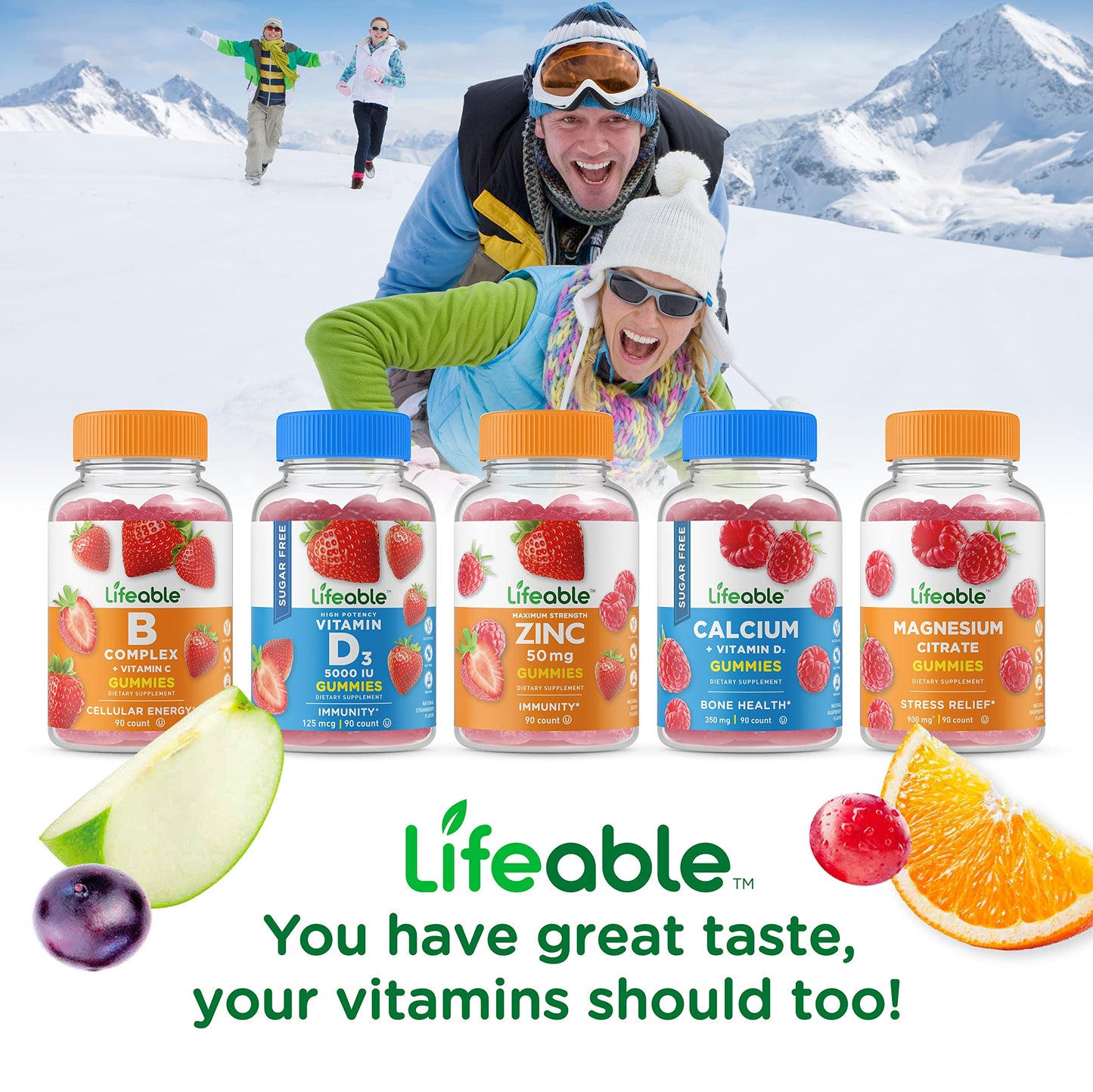 Lifeable Sugar Free Vitamin C Gummies 250 mg – Orange Flavor | Vegetarian Non-GMO | 90 Gummies