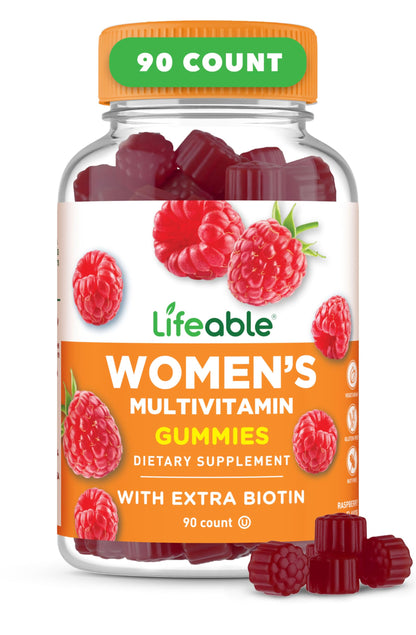 Lifeable Women's Multivitamin Gummy – A, C, D, E, B Vitamins, Iodine, Zinc | 90 Gummies