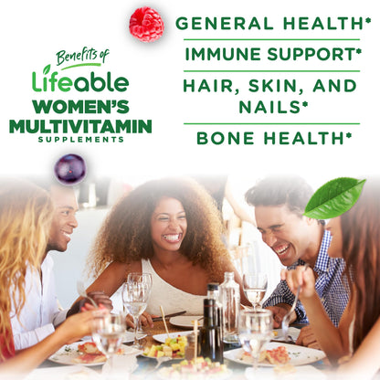 Lifeable Women's Multivitamin Gummy – A, C, D, E, B Vitamins, Iodine, Zinc | 90 Gummies