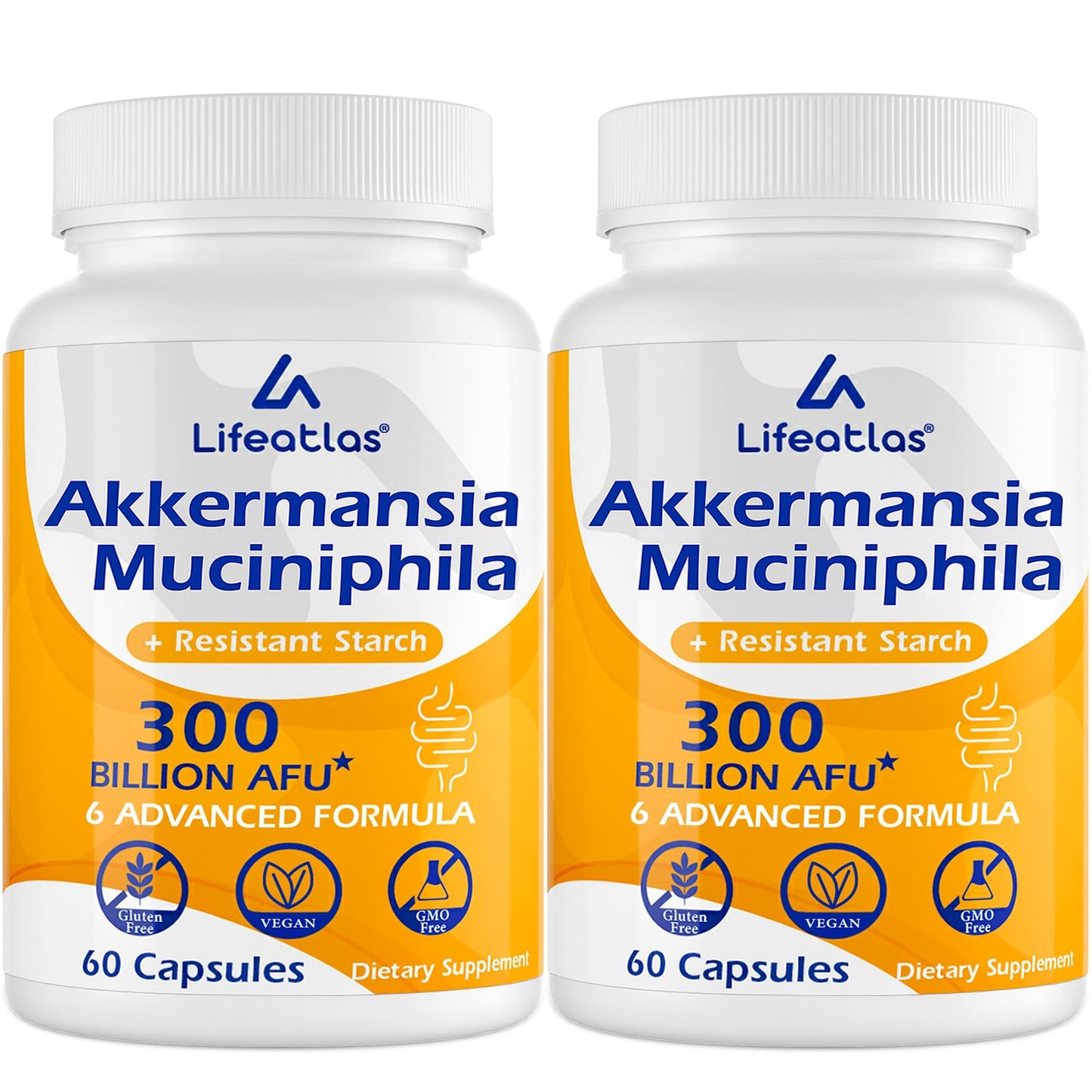 Lifeatlas Akkermansia Probiotic — 300 Billion AFU, 6-in-1 Gut Health, 120 Caps