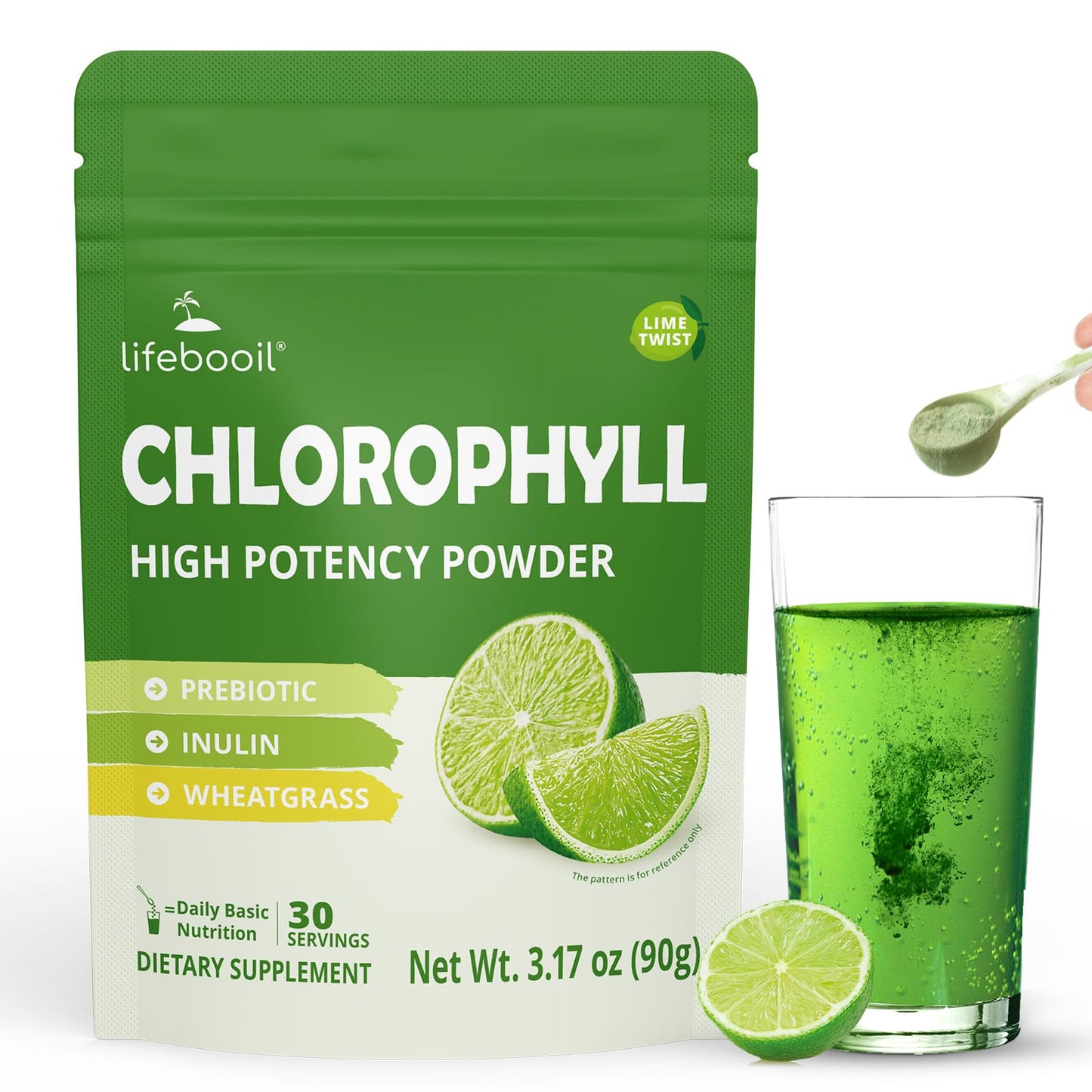 Lifebooil Chlorophyll Powder 120mg – Lime Twist | Supports Alkalization, Gut Health & Clean Energy – 30 Servings