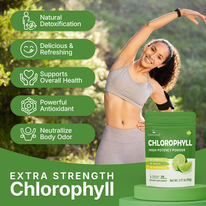 Lifebooil Chlorophyll Powder 120mg – Lime Twist | Supports Alkalization, Gut Health & Clean Energy – 30 Servings