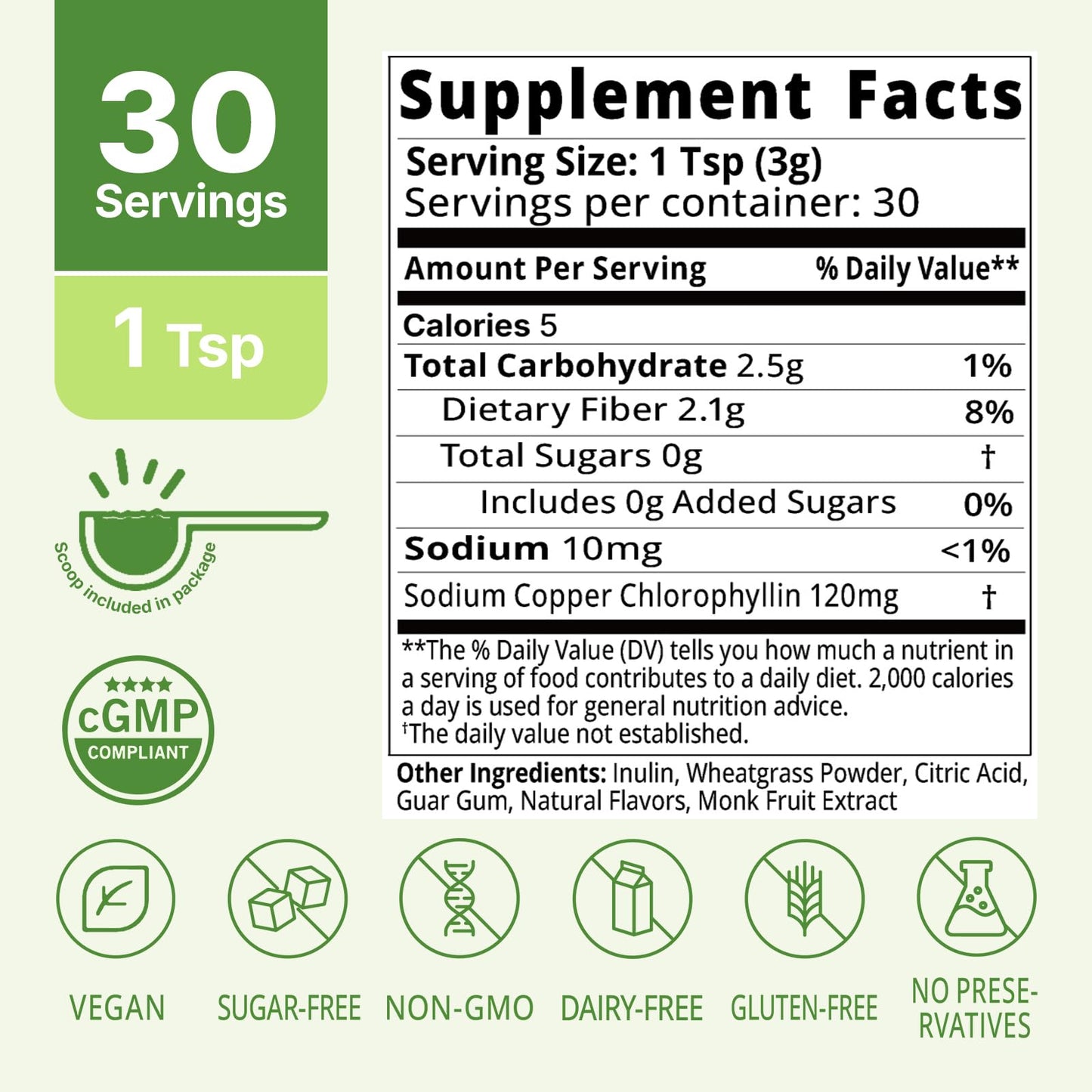 Lifebooil Chlorophyll Powder 120mg – Lime Twist | Supports Alkalization, Gut Health & Clean Energy – 30 Servings