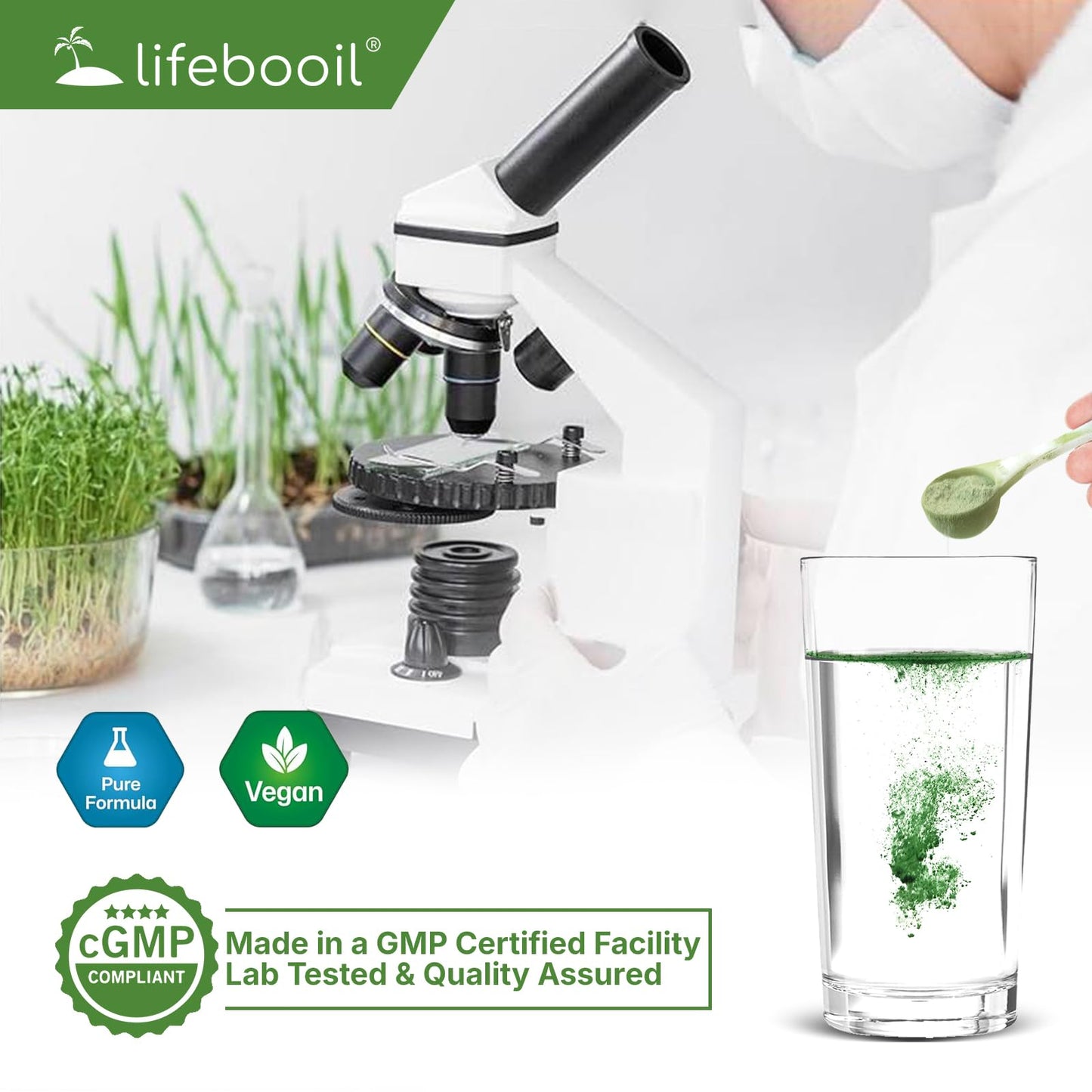 Lifebooil Chlorophyll Powder 120mg – Lime Twist | Supports Alkalization, Gut Health & Clean Energy – 30 Servings