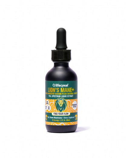 Lifecykel Lion's Mane Mushroom Extract w/Kakadu Plum — Memory, Focus & Sleep (2 oz, 30 Servings) Made in USA