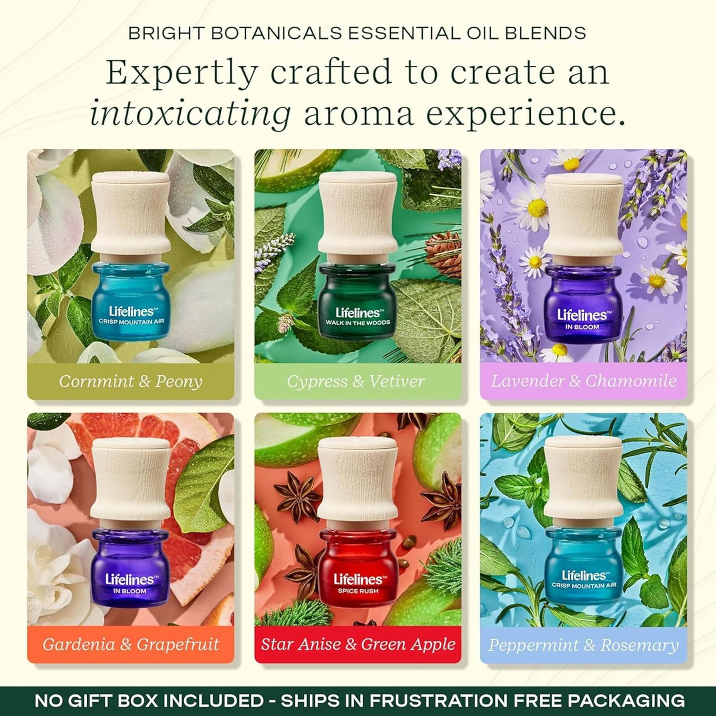 Lifelines Bright Botanicals 6-Pack Essential Oil Blends | Diffuser-Ready