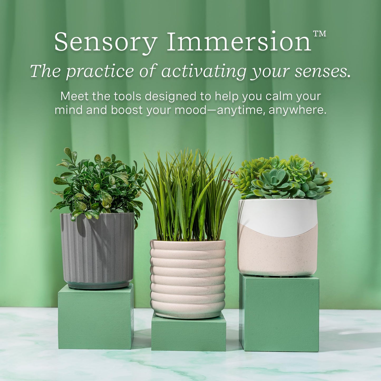 Lifelines Plant Diffuser Bundle — 2 ClickWick Essential Oil Blends | Rechargeable Faux Plant Diffuser & Modern Planter