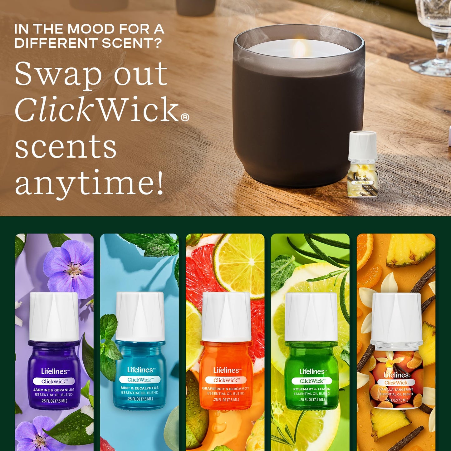 Lifelines ClickWick Very Vanilla 3-Pack – Essential Oil Blends for Lifelines Diffusers