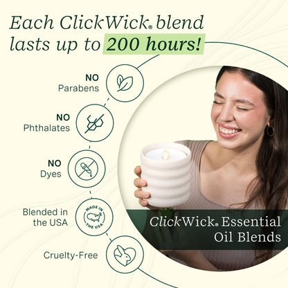 Lifelines Flameless Candle Diffuser with 2 ClickWick Blends – Cordless & Waterless (Frosted Cream)